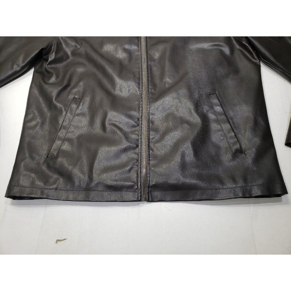 U. S. Polo Assn. Mens Faux Leather Jacket Quilted Lining Pockets Brown Size XL - Picture 3 of 15